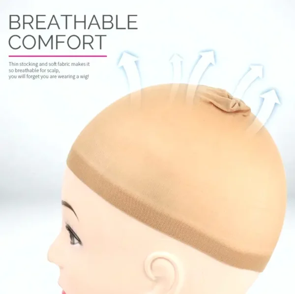 Set of 4 Light Brown Nylon Wig Caps for Women
