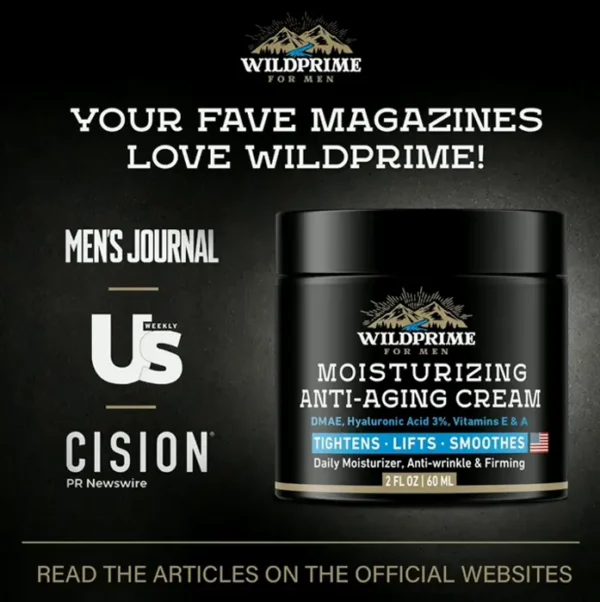 Male's Face Moisturizer Lotion - Age-Defying - Hyaluronic Acid, Vit A & E - Two oz