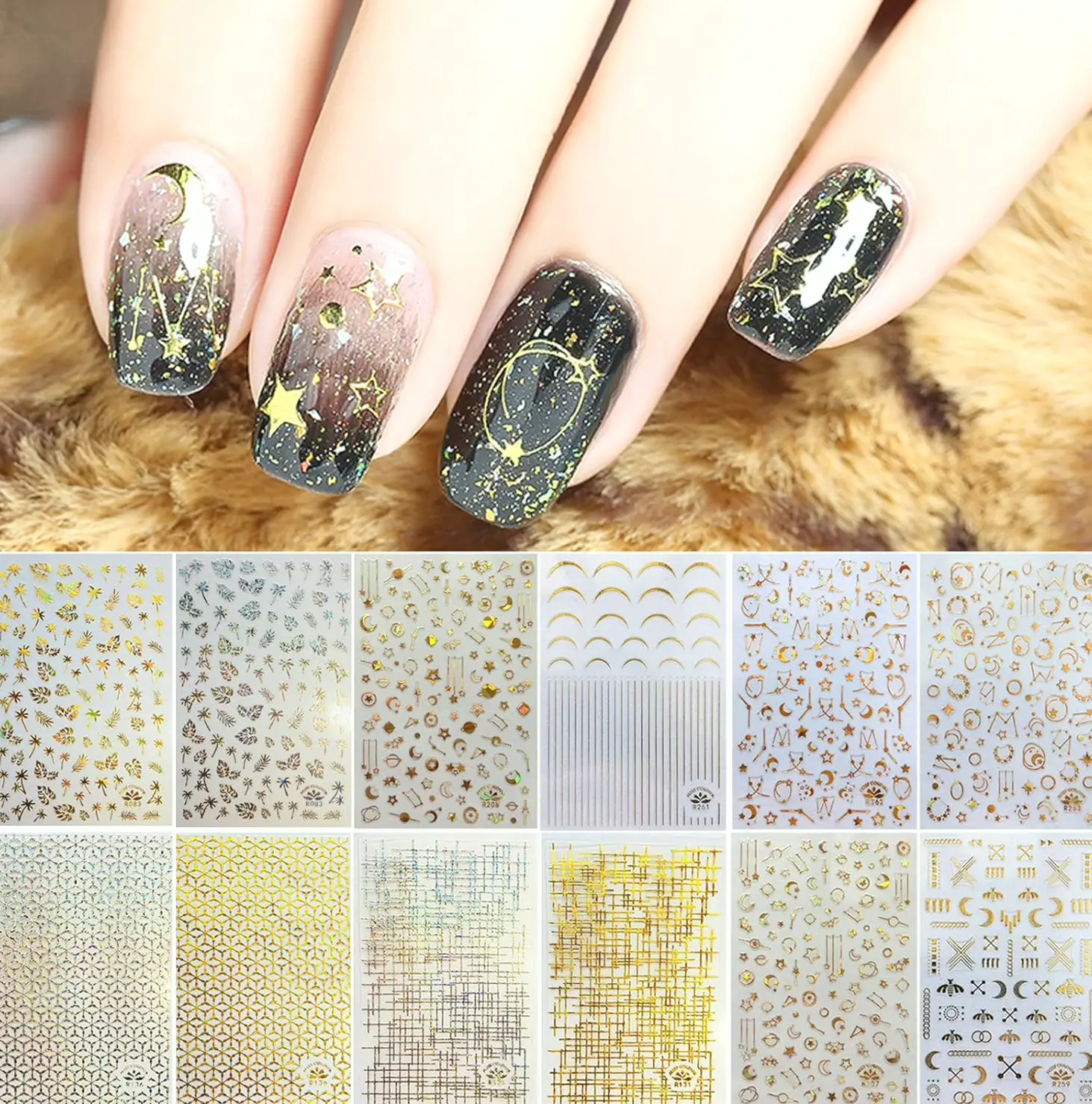 TOROKOM's 3D Metallic Nail Decals for Women