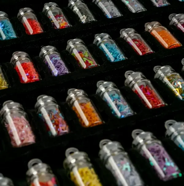 Nail Art Decoration Small Bottles - Forty-Eight Bottles with Free Tweezers