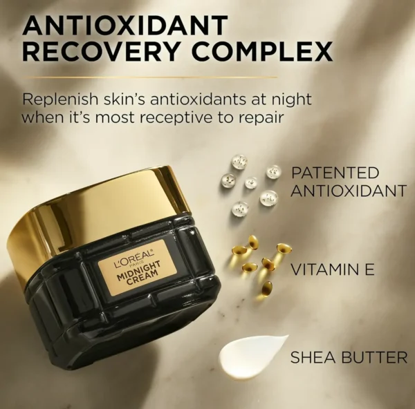 L’Oréal Paris Age Perfection Anti-Wrinkle Nighttime Cream, Reduce Lines & Firm 1.7oz + Elixir Sample