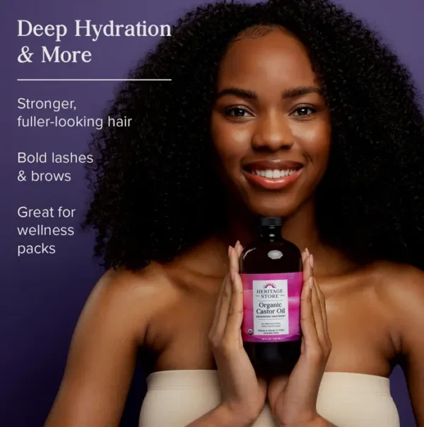 Natural Castor Oil - Glass, Hydration for Hair, Skin & Lashes | 16oz