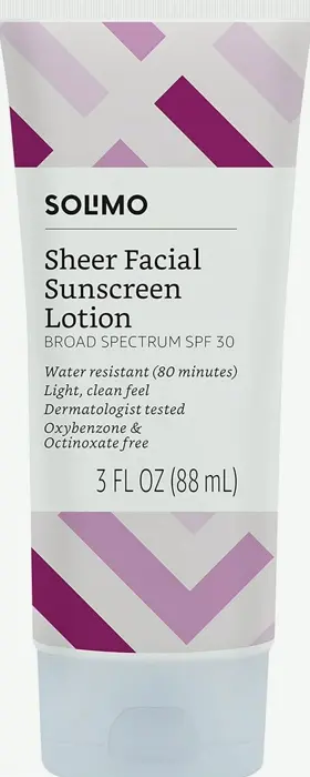 Online Brand - Solimo Transparent Facial Sunblock SPF 30,  Without Octinoxate & Oxybenzone, 3 fluid ounces (Bundle of 1)
