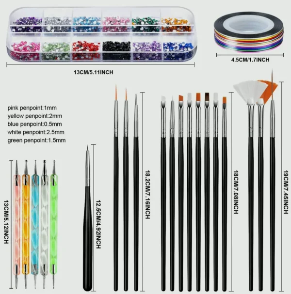 Youthful Nail Art Set with Tools & Decorations