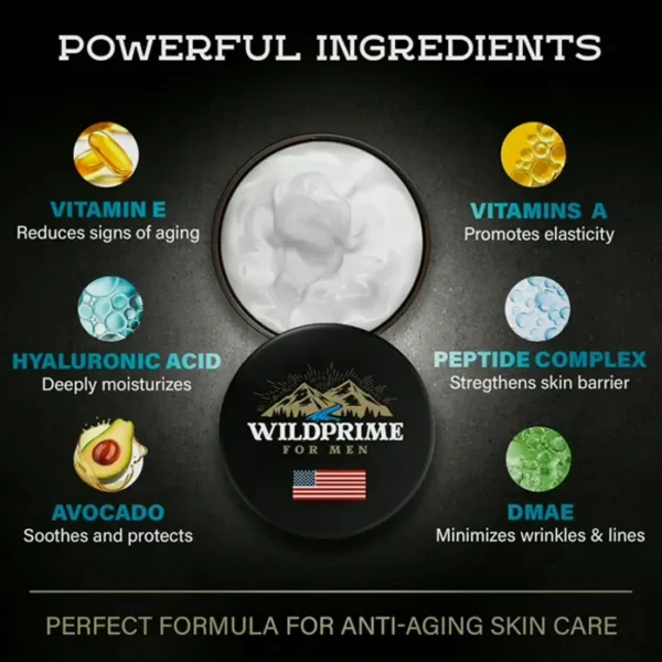 Male's Face Moisturizer Lotion - Age-Defying - Hyaluronic Acid, Vit A & E - Two oz