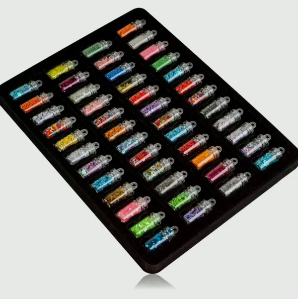 Nail Art Decoration Small Bottles - Forty-Eight Bottles with Free Tweezers