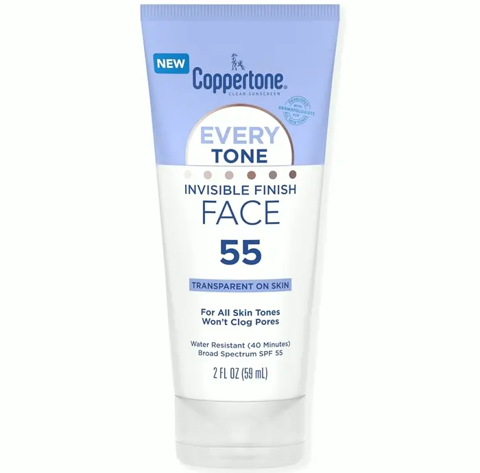 Coppertone Facial Sunscreen 55, Clear Finish, 2 Fl Oz