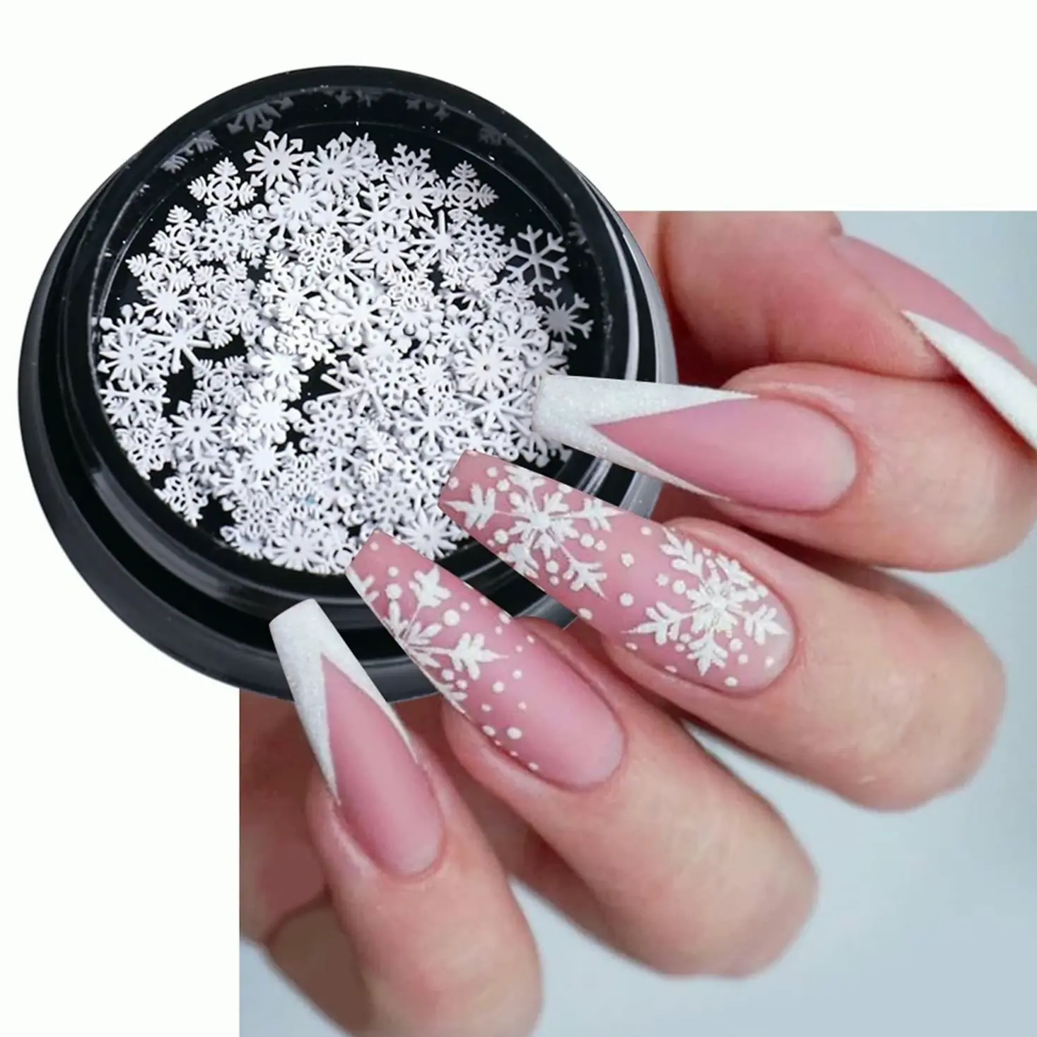 Golden Holiday Nail Art Glitters Snowflakes 3D