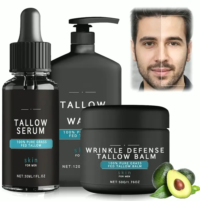 Men's Natural Facial Care Set, Tallow Facial Moisturizer, Anti-Aging