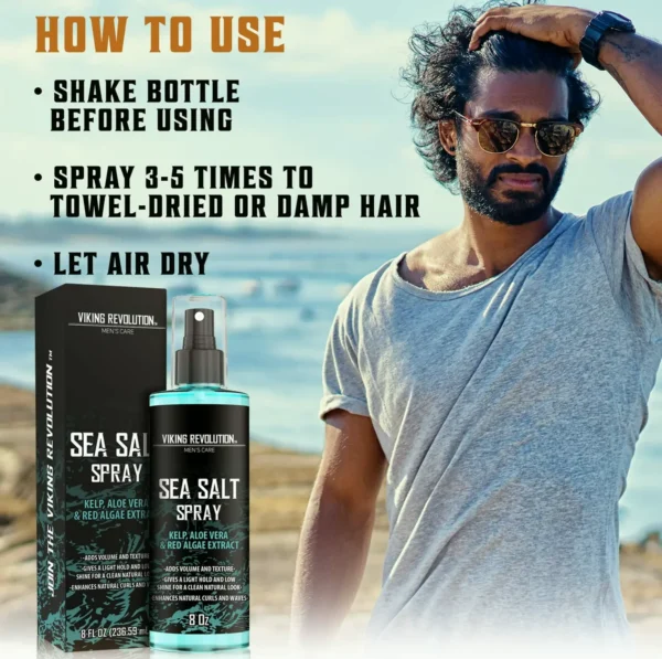 Norse Revolution Sea Salt Mist for Men's Hair - Kelp, Aloe Vera & Algae 8oz