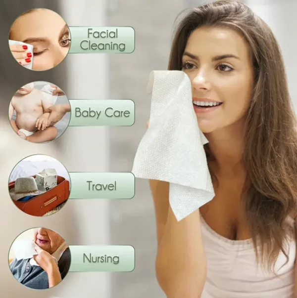 Single-use Biodegradable Face Towels - Extra Thick & Soft (60 Pieces)