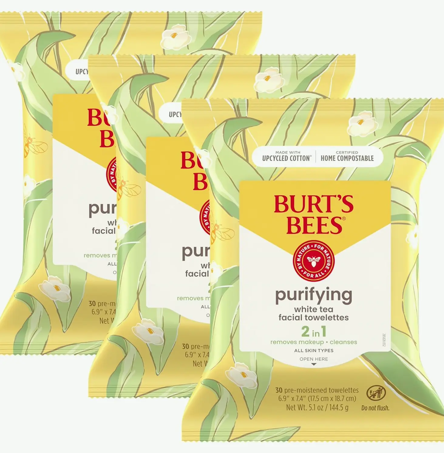 Tea Face Towelettes for Every Complexion Varieties, Moisturizing Cosmetic Eliminator, Thirty Ct 3-Pack