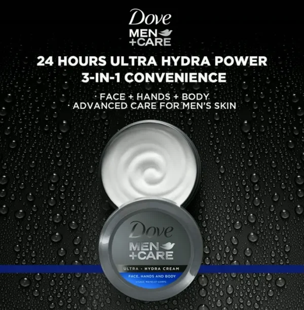 Dove Ultra Cream for Men, All Skin Types, 5.07 Oz