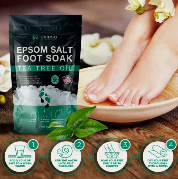 Tea Tree Oil Bath and Epsom Salt - Toenail Health, Sports Feet, Deodorizing - 1 LB