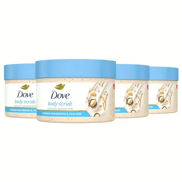 Dove Exfoliating Body Polish - Macadamia & Rice Milk, 10.5oz, 4-Pack