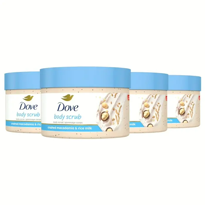 Dove Exfoliating Body Polish - Macadamia & Rice Milk, 10.5oz, 4-Pack