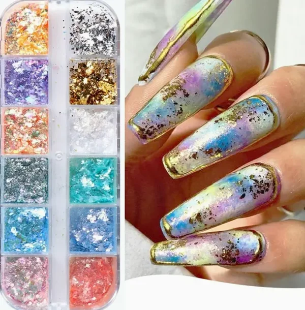 Iridescent Opal Nail Glitters for Nail Designs