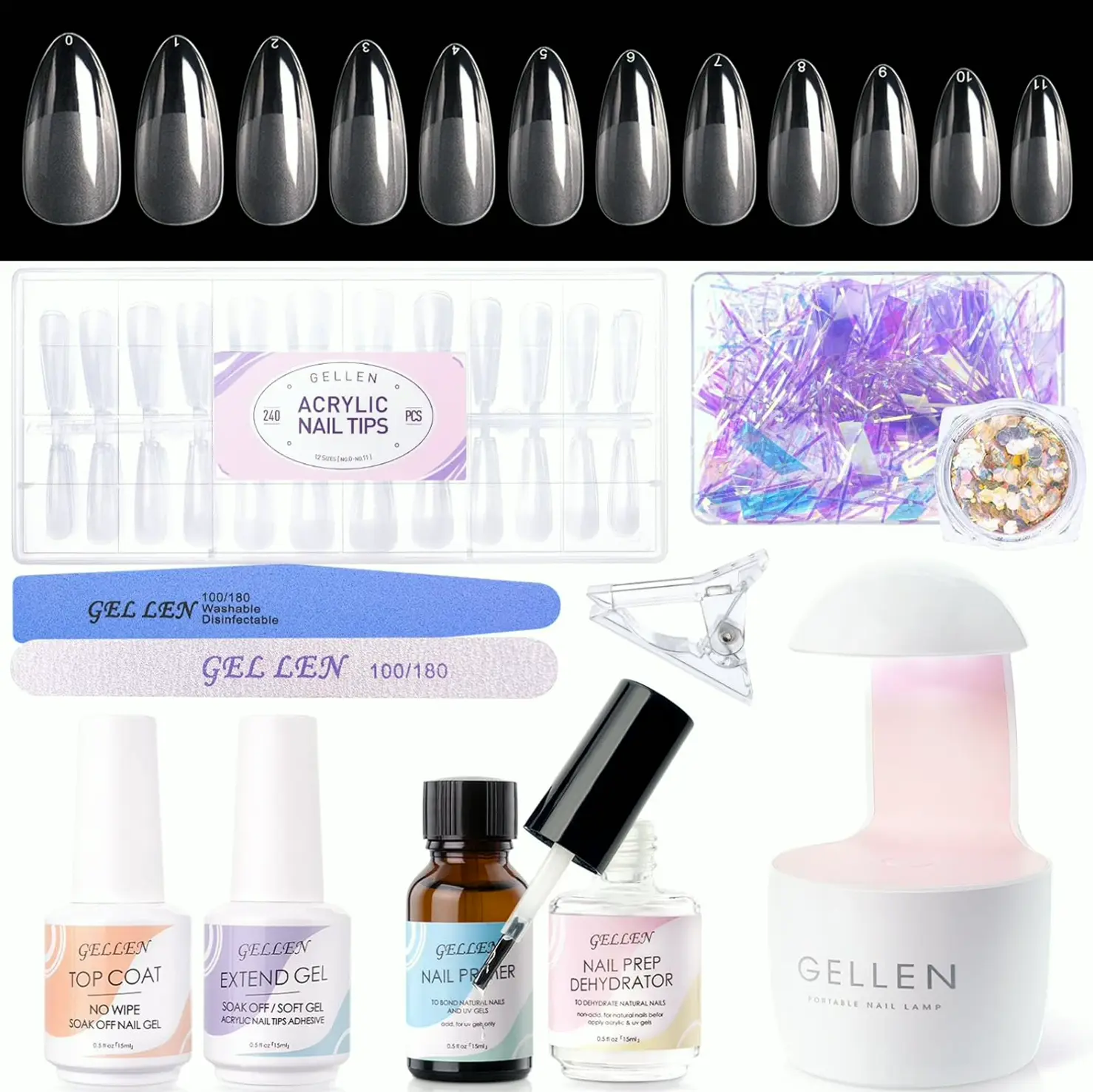 Gel Extension Kit: Nails with 240pieces Shape Tips
