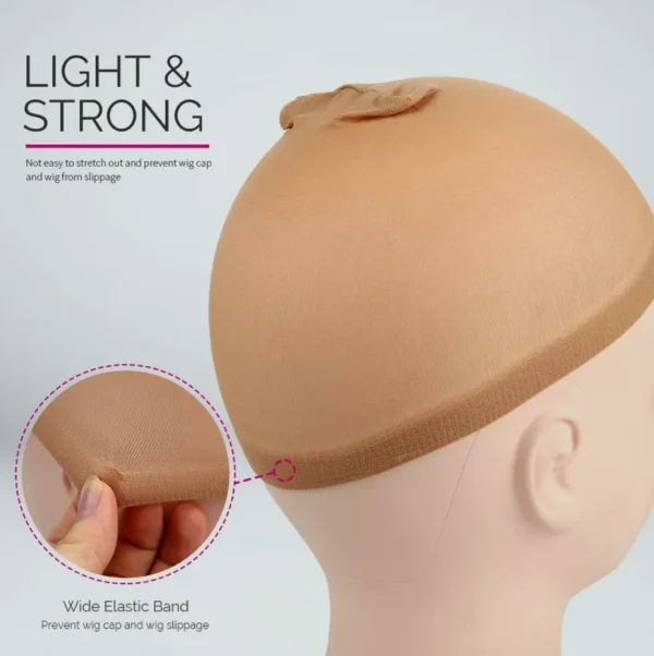 Set of 4 Light Brown Nylon Wig Caps for Women