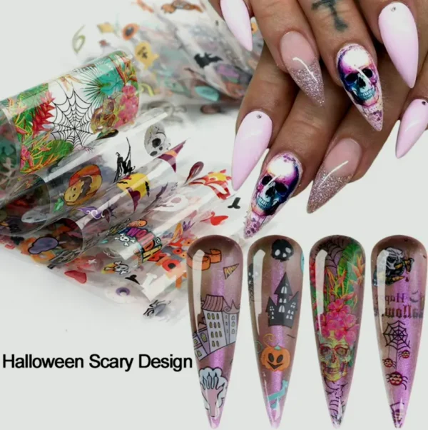 Halloween Manicure Foil Decals Pack - Witch Motifs