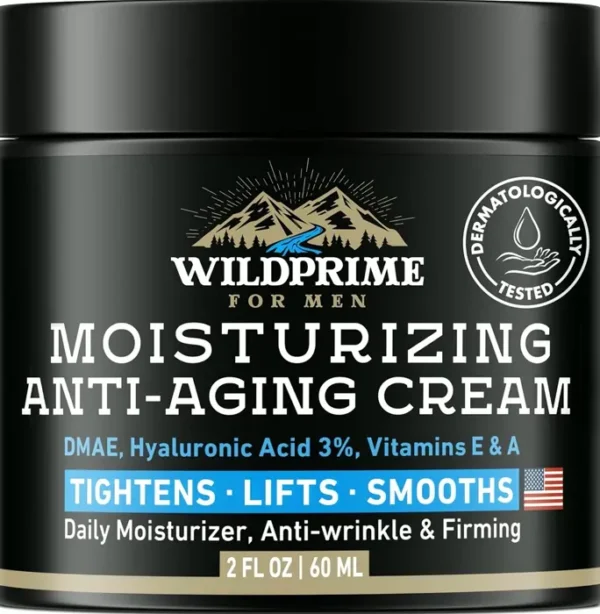Male's Face Moisturizer Lotion - Age-Defying - Hyaluronic Acid, Vit A & E - Two oz