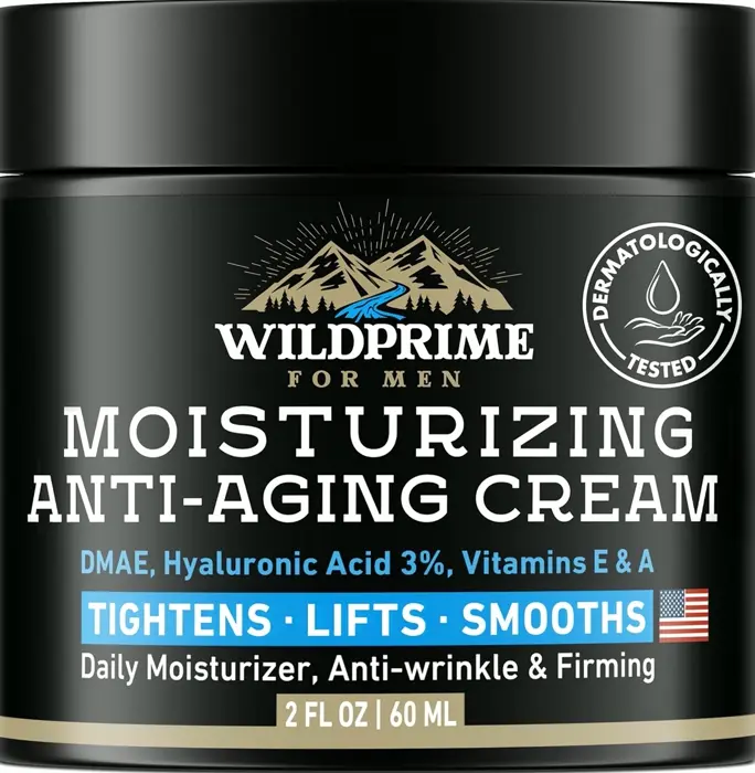 Male's Face Moisturizer Lotion - Age-Defying - Hyaluronic Acid, Vit A & E - Two oz