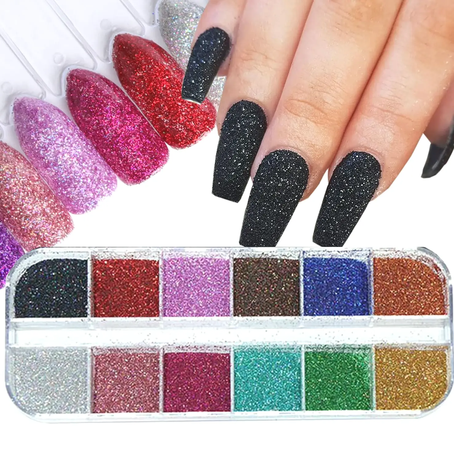 12 Shades Holographic Laser Nail Glitter