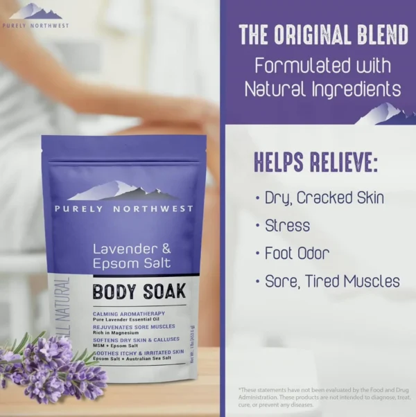 High-Quality Lavender Muscle Soak Containing MSM & Epsom Salt - 1LB