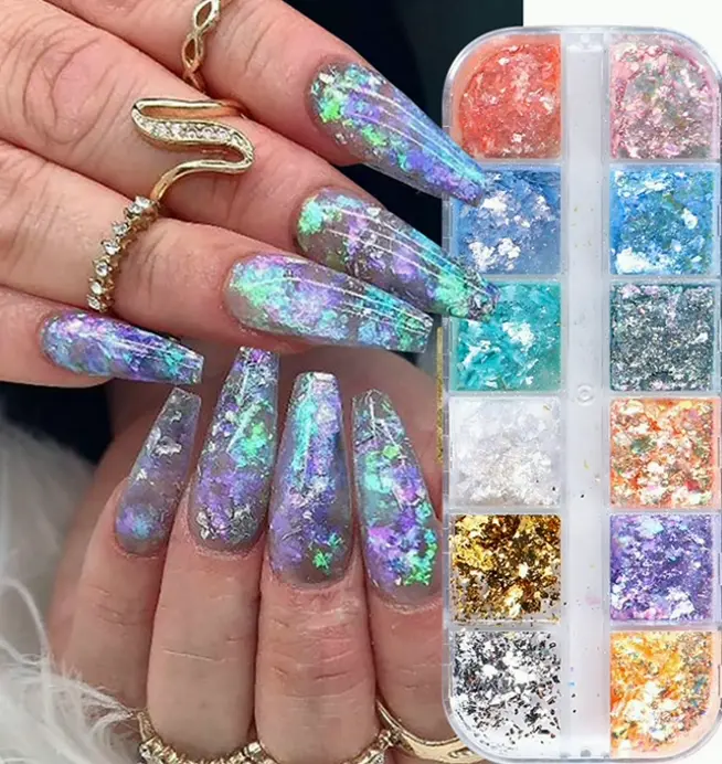 Iridescent Opal Nail Glitters for Nail Designs