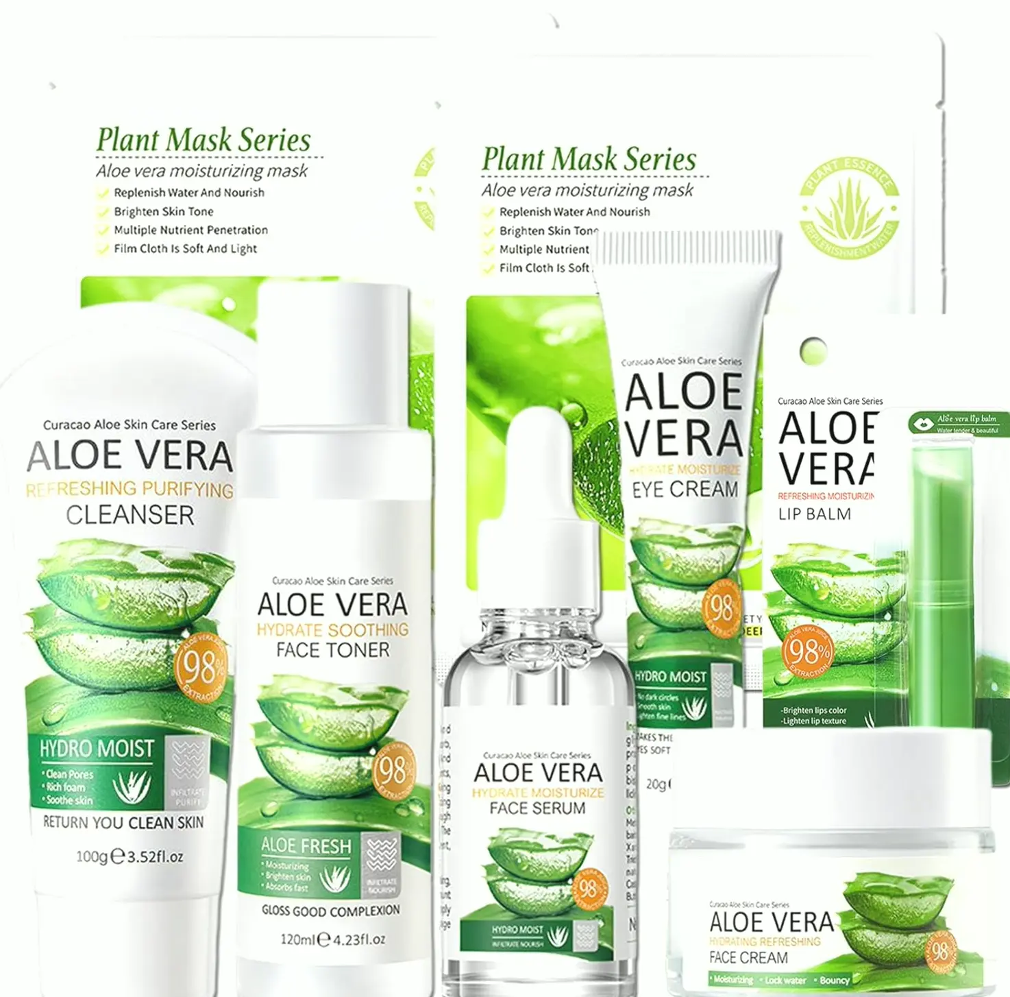 Natural Plant-Based Skin Care Kit, 8-Piece Pack