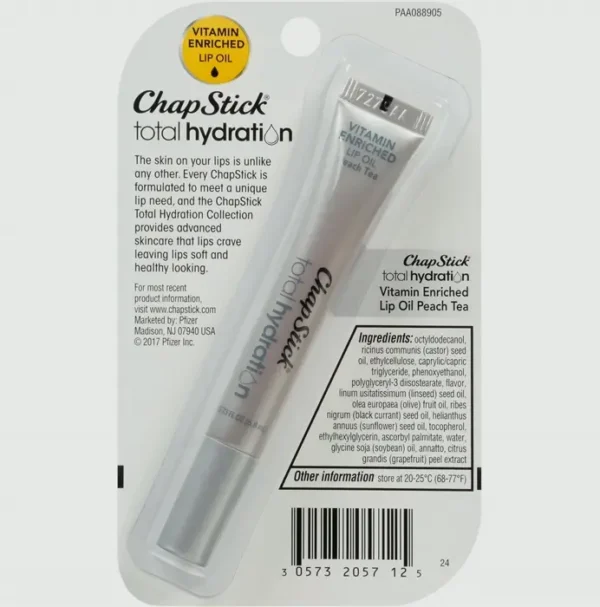 ChapStick Moisturizing Vitamin Lip Oil, Peach Tea, 0.23 Oz