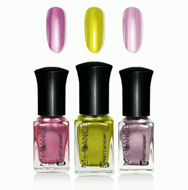 3 Colors Reflective Shiny Nail Enamel Kit