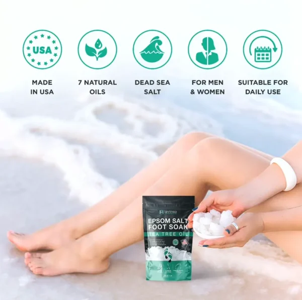 Tea Tree Oil Bath and Epsom Salt - Toenail Health, Sports Feet, Deodorizing - 1 LB