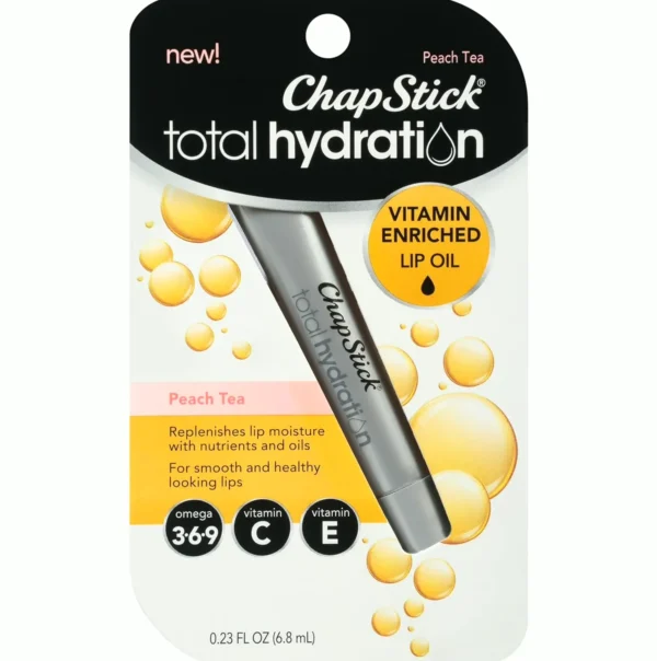 ChapStick Moisturizing Vitamin Lip Oil, Peach Tea, 0.23 Oz