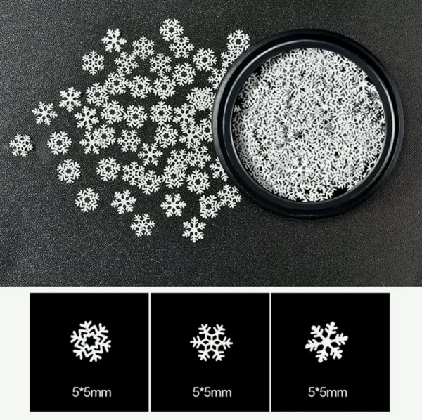 Golden Holiday Nail Art Glitters Snowflakes 3D