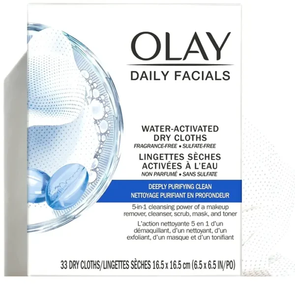 Olay's 2-in-1 Face Cleaning Cloths, 33 Count, Set of 4