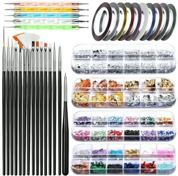 Youthful Nail Art Set with Tools & Decorations