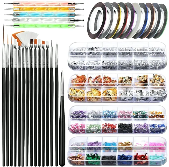 Youthful Nail Art Set with Tools & Decorations