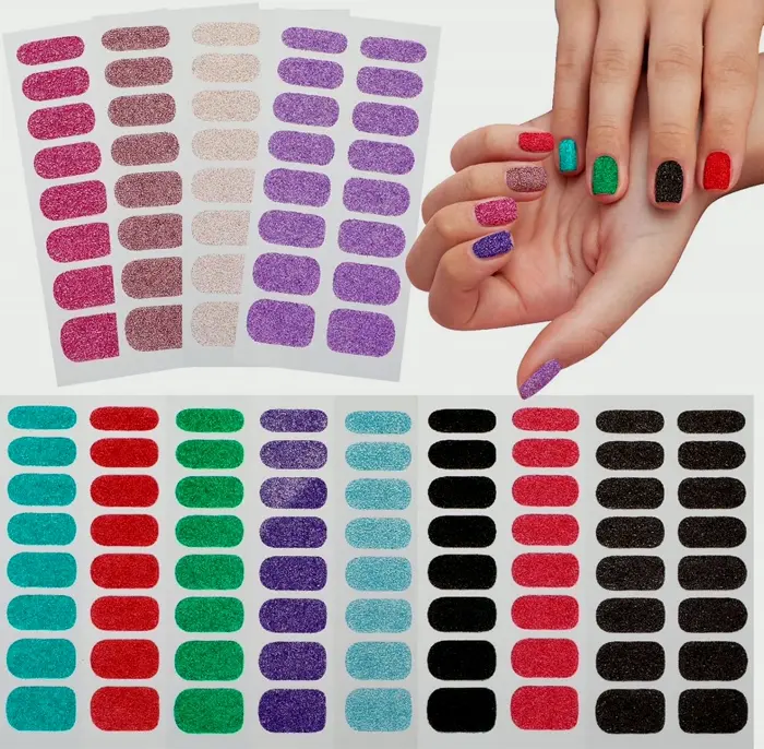 Twelve Packs Shiny Nail Wraps for Girls