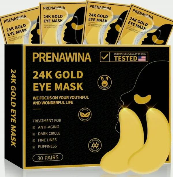 Anti Eye Masks for Swollen Under Eyes Care, 30 Pairs Gold Collagen
