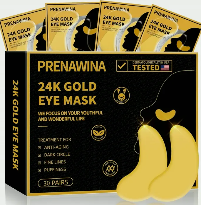 Anti Eye Masks for Swollen Under Eyes Care, 30 Pairs Gold Collagen